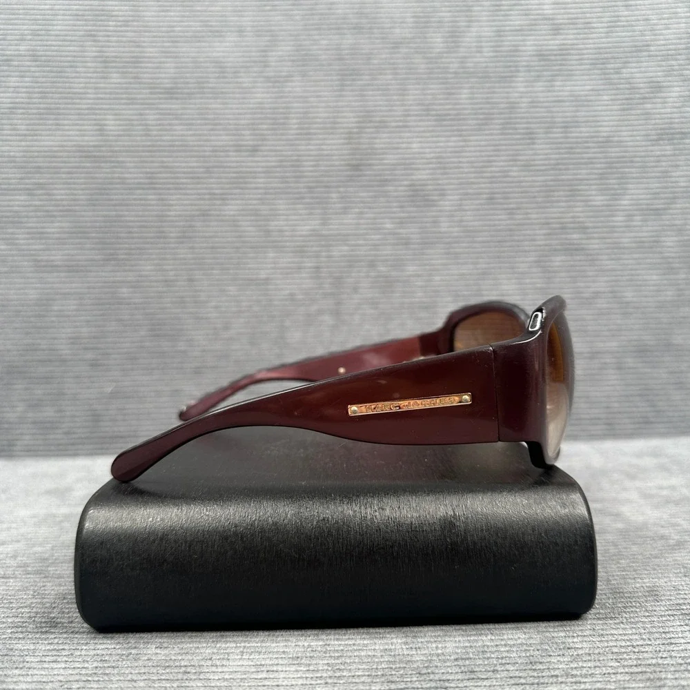 Marc Jacobs Burgundy Y2k Oversized Square Sunglasses Gold Logo MMJ 096/S
